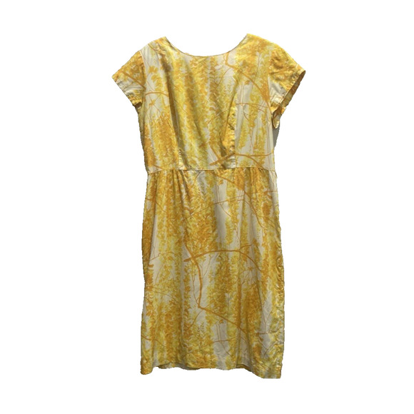 Vintage Sears Yellow Floral Arnel Triacetate Dress 70's Womens 10-12 - Picture 6 of 12